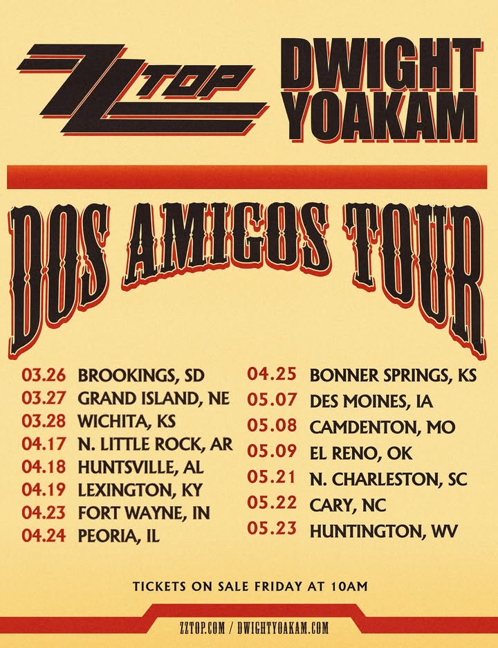 Dwight Yoakam and ZZ Top Unite for the High-Voltage “Dos Amigos Tour” Rolling Across the Midwest and South in 2026