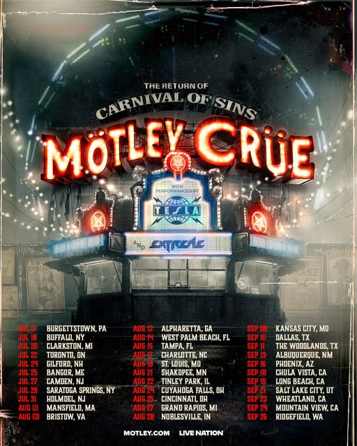 Mötley Crüe Announce Massive “Carnival Of Sins” North American Tour for Summer 2026