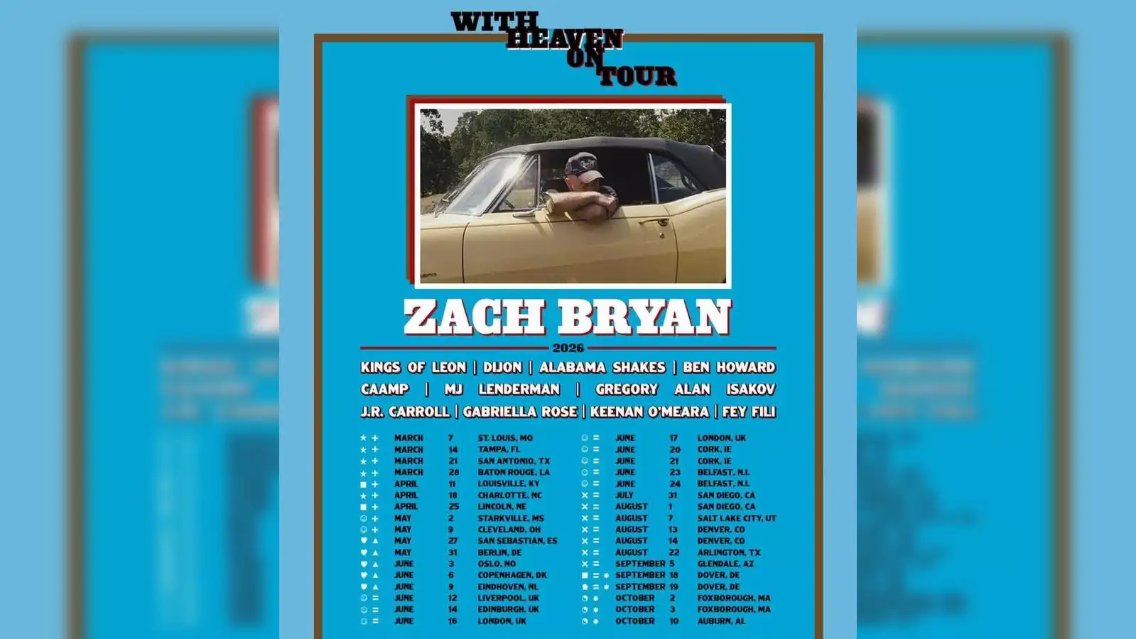 Zach Bryan Announces “With Heaven On Tour” 2026: His Biggest International Run Yet