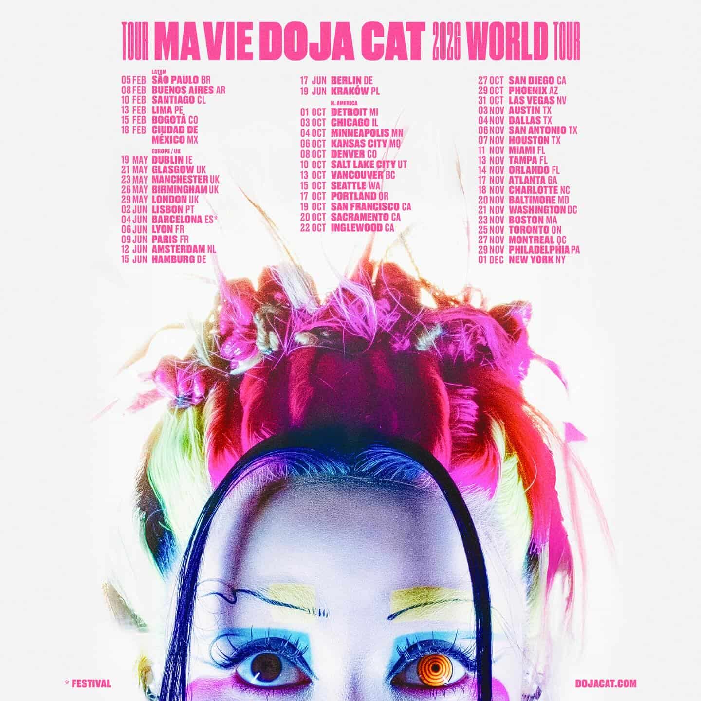 Doja Cat Takes Over the Continent with the “Ma Vie Doja Cat 2026”