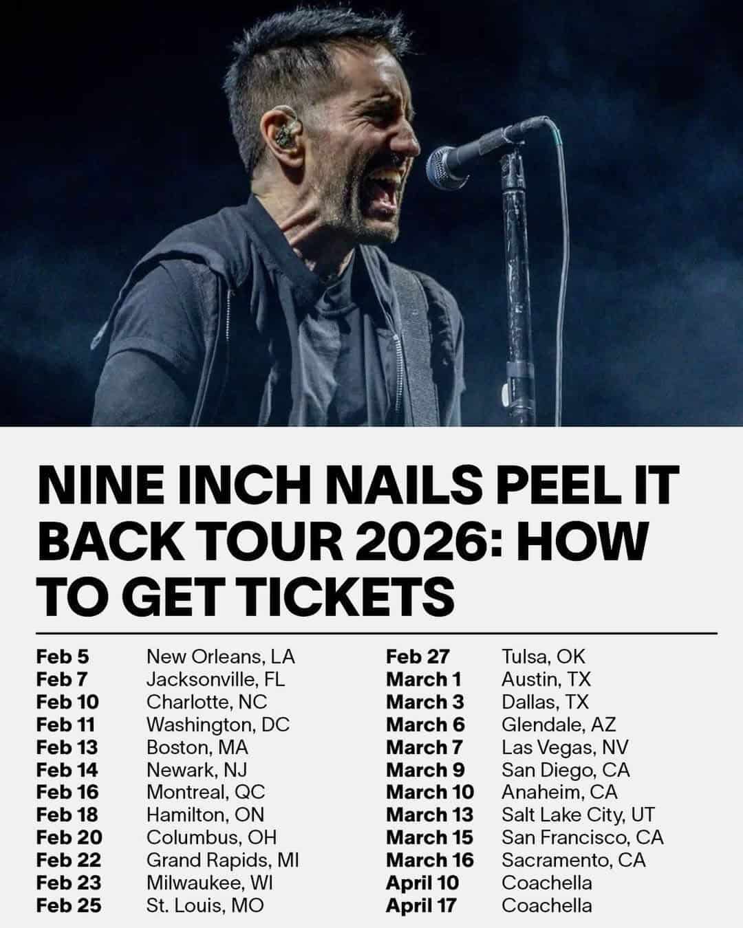 Nine Inch Nails Announce “Peel It Back Tour 2026”: A Dark, Powerful Return to the Stage