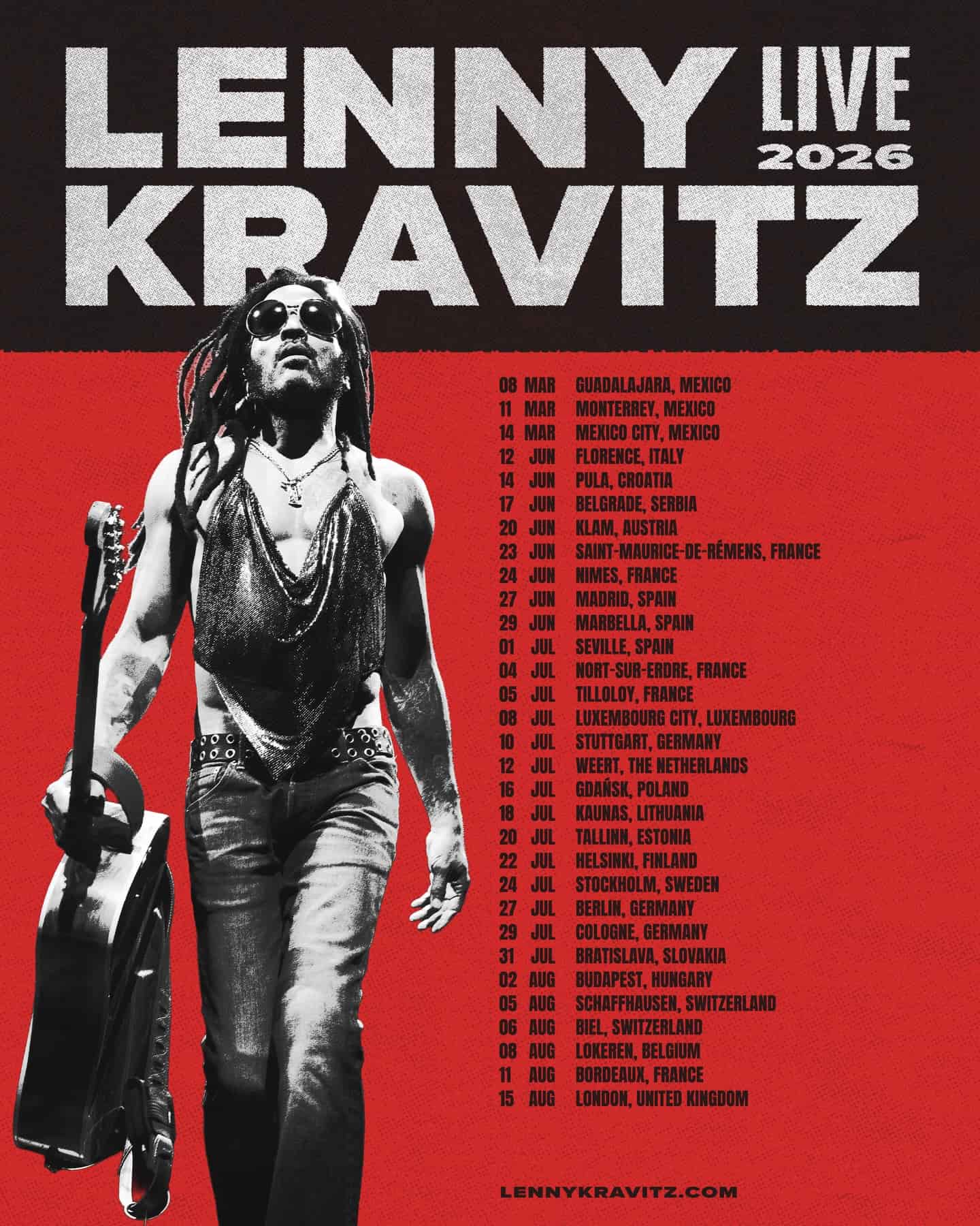 Lenny Kravitz Announces 2026 World Tour