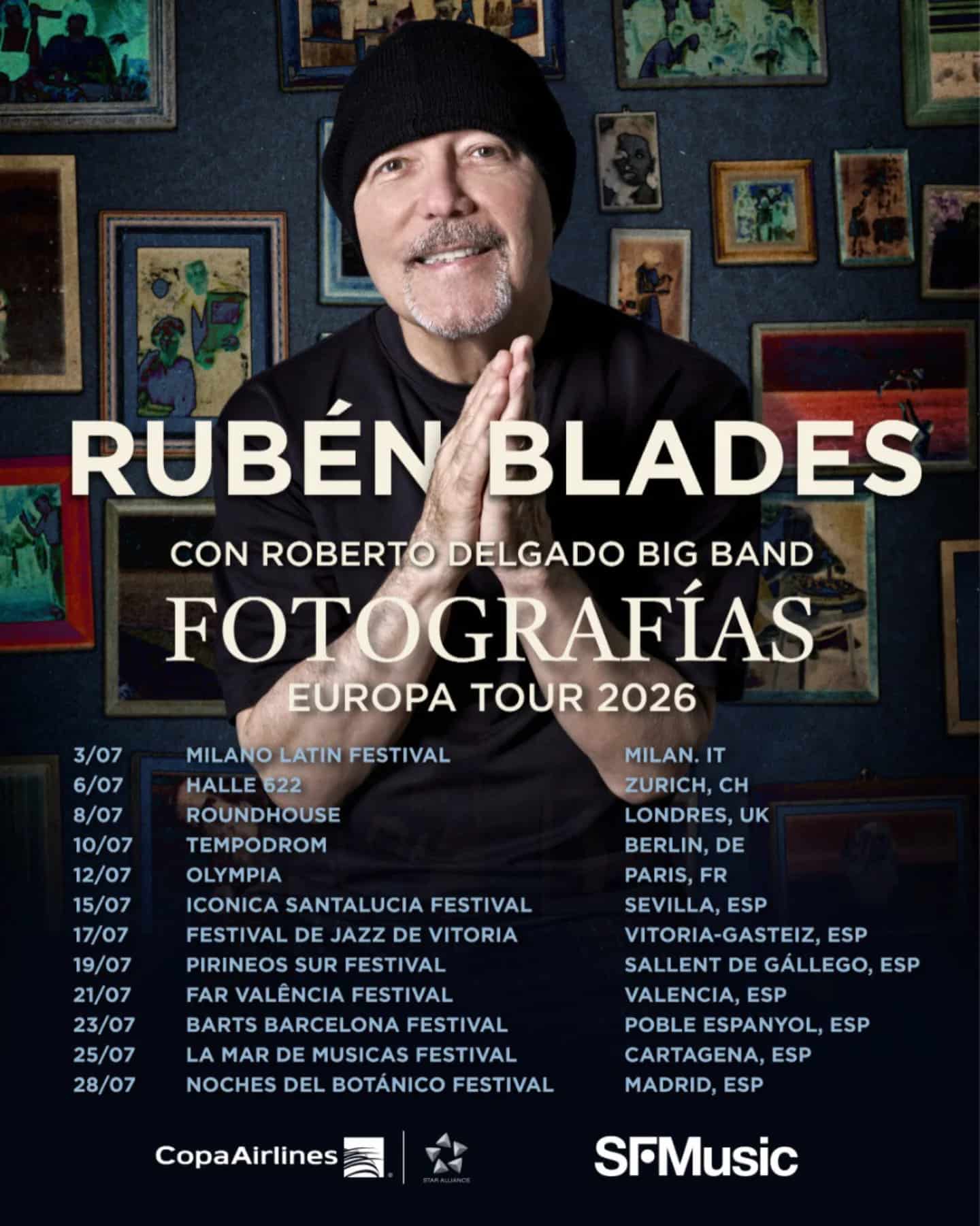 Rubén Blades Announces “Fotografías” Europe Tour 2026 with Roberto Delgado Big Band